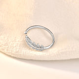 Fashion New CZ Leaf 925 Sterling Silver Adjustable Ring