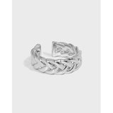 Fashion Hollow Twisted 925 Sterling Silver Adjustable Ring