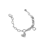 Bracelet en argent sterling 925 avec chaîne de lettres d'enseignement inspirée de l'amour vintage