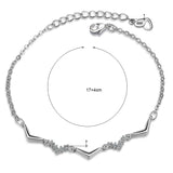 Bracelet en argent sterling 925 en forme de V pour fille CZ