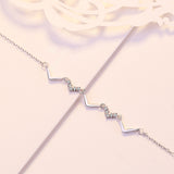 Girl CZ V Shape Wave 925 Sterling Silver Bracelet