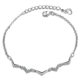 Bracelet en argent sterling 925 en forme de V pour fille CZ