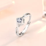 Bague de promesse réglable en argent sterling 925 Honey Moon CZ minimaliste