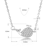 Collier mignon en argent sterling 925 avec petite baleine en CZ