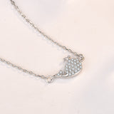 Collier mignon en argent sterling 925 avec petite baleine en CZ