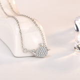 Collier mignon en argent sterling 925 avec petite baleine en CZ