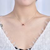 Collier de mariage en argent sterling 925 avec lettres rouges CZ Je t'aime