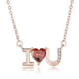 Collier de mariage en argent sterling 925 avec lettres rouges CZ Je t'aime