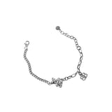 Bracelet en argent sterling 925 avec trombone asymétrique vintage, chaîne gourmette, ours B