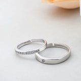 Minimalist CZ Lines 925 Sterling Silver Adjustable Promise Ring