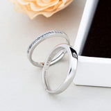 Bague de promesse réglable en argent sterling 925 minimaliste CZ Lines