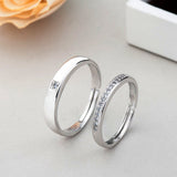 Bague de promesse réglable en argent sterling 925 minimaliste CZ Lines