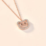 Collier en argent sterling 925 avec ours animal CZ mignon