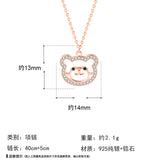 Cute CZ Animal Bear 925 Sterling Silver Necklace