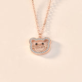 Collier en argent sterling 925 avec ours animal CZ mignon