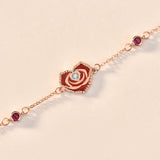 Magnifique bracelet en argent sterling 925 en or rose rouge CZ