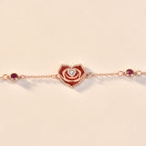 Beautiful Red CZ Rose Gold 925 Sterling Silver Bracelet