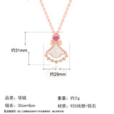 Fille mère de coquille rose CZ jupe 925 collier en argent sterling