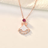 Fille mère de coquille rose CZ jupe 925 collier en argent sterling