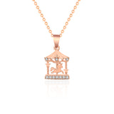 Girl CZ Merry-Go-Round Hot 925 Sterling Silver Necklace