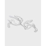 Boucles d'oreilles non percées en argent sterling 925 en forme de serpent irrégulier