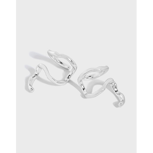 Boucles d'oreilles non percées en argent sterling 925 en forme de serpent irrégulier