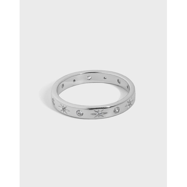 Bague fille en argent sterling 925 avec étoiles CZ brillantes