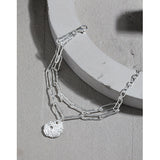 Bracelet en argent sterling 925 avec chaîne creuse à double couche de bureau feuille de lotus