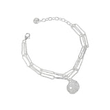 Bracelet en argent sterling 925 avec chaîne creuse à double couche de bureau feuille de lotus