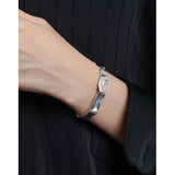 Simple Irregular Folding Paper 925 Sterling Silver Open Bangle