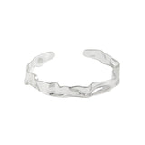 Simple Irregular Folding Paper 925 Sterling Silver Open Bangle