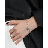 Bracelet en argent sterling 925 avec chaîne creuse double couche pour fille