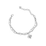 Bracelet en argent sterling 925 avec chaîne creuse double couche pour fille