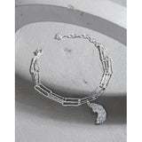 Bracelet décontracté en argent sterling 925 avec chaîne creuse en forme de croissant de lune irrégulier