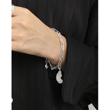 Casual Irregular Crescent Moon Hollow Chain 925 Sterling Silver Bracelet