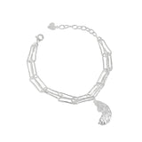 Bracelet décontracté en argent sterling 925 avec chaîne creuse en forme de croissant de lune irrégulier