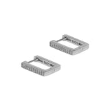 Boucles d'oreilles créoles en argent sterling 925 avec rectangle creux en zircone cubique