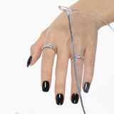 Fashion Geometry Square CZ Irregular 925 Sterling Silver Adjustable Ring