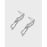 Boucles d'oreilles pendantes en argent sterling 925 à chaîne creuse irrégulière moderne