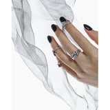 Geometry Square CZ Double Layers 925 Sterling Silver Adjustable Tail Ring