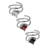 Bague de queue réglable en argent sterling 925 à double couche géométrique carrée CZ