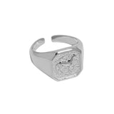 Men's Square Running Horse 925 Sterling Silver Adjustable Ring