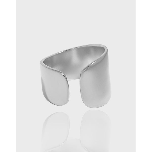 Bague ajustable en argent sterling 925 irrégulière à large géométrie de vacances