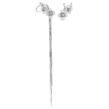 Boucles d'oreilles pendantes asymétriques en argent sterling 925 avec pompons de fleurs de pêcher pour femmes