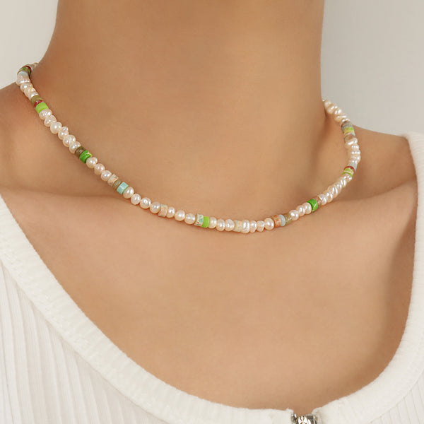 Collier en argent sterling 925 avec pierre colorée et perle naturelle Resort Wind