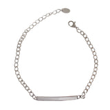 Bracelet à chaîne réglable en argent sterling 925 massif à lignes horizontales géométriques simples