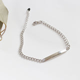 Simple Geometric Horizontal Line Solid 925 Sterling Silver Adjustable Chain Bracelet