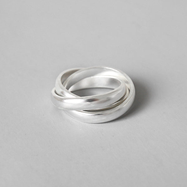 Bague réglable simple en argent sterling S990 à trois anneaux croisés