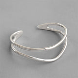 Bracelet ouvert simple double couche en argent sterling 925