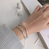 Bracelet ouvert simple double couche en argent sterling 925